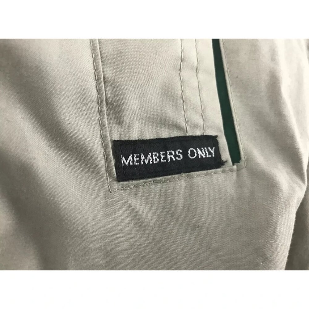 Members Only Mens Beige Lined Lining Pockets Full Zip‎ Windbreaker Jacket Size L - Picture 5 of 16
